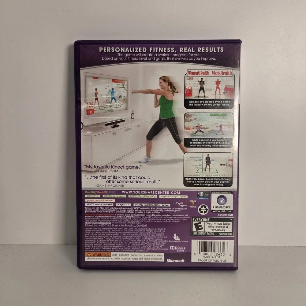 Your Shape Fitness Evolved Microsoft Xbox 360‎ Kinect Game Ubisoft NTSC USA